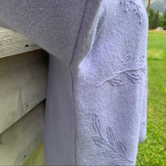 Vintage 90s Pastel Purple Boiled Wool Long Sleeve Button Down Cardigan Sweater - Picture 13 of 16